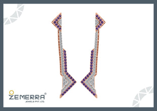 Hot Selling 14K Gold Diamond Amethyst Dangle Earring Sarafa Bazar India