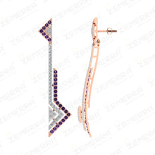 Hot Selling 14K Gold Diamond Amethyst Dangle Earring Sarafa Bazar India