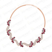 Hot Selling 14K Gold Diamond Ruby Kite Stone Wedding Necklace Set Sarafa Bazar India
