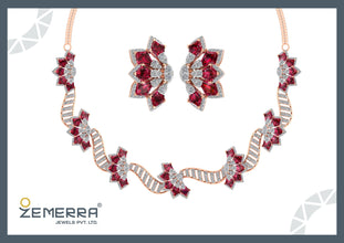 Hot Selling 14K Gold Diamond Ruby Kite Stone Wedding Necklace Set Sarafa Bazar India