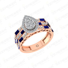 Hot Selling 14K Rose Gold Diamond Halo Engagement Ring Sarafa Bazar India