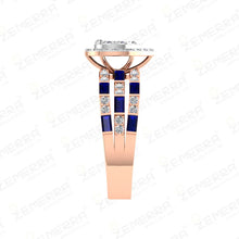 Hot Selling 14K Rose Gold Diamond Halo Engagement Ring Sarafa Bazar India