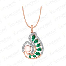 Hot Selling 14K Rose Gold Diamond Pearls Pendant Set Sarafa Bazar India