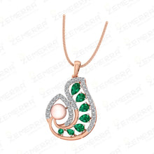 Hot Selling 14K Rose Gold Diamond Pearls Pendant Set Sarafa Bazar India