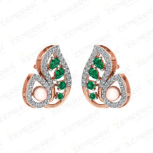 Hot Selling 14K Rose Gold Diamond Pearls Pendant Set Sarafa Bazar India