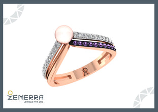 Hot Selling 14K Rose Gold Diamond Ring Fine Jewelry Sarafa Bazar India