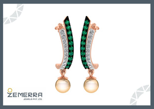 Hot-selling 14K Rose Gold Diamond Pearls Bali Sarafa Bazar India