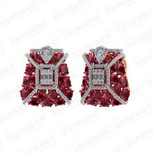 Trendy 14K Rose Gold Diamond Red Stone Necklace Set Sarafa Bazar India