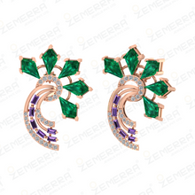 Elegant 14K Rose Gold Diamond Dual Colorstone Pendant set Sarafa Bazar India
