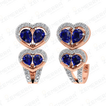 14K Gold Diamond J Shaped Blue Stone Bali Sarafa Bazar India