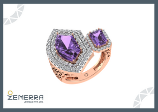 14K Rose Gold Diamond Rings for Her Sarafa Bazar India