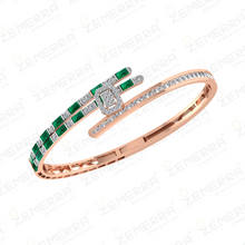 Exclusive 14K Rose Gold Diamond Green Stone Bracelets Sarafa Bazar India