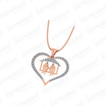 Love Birds Diamond Pendant Set in 14K Rose Gold Heart Sarafa Bazar India