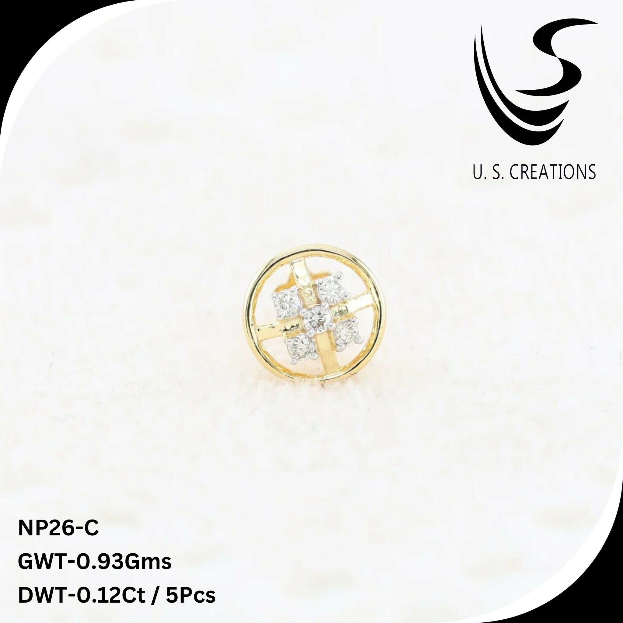Delicate Gold & Diamond Nose Pin -NP-26-C Sarafa Bazar India