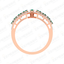 14KT Rose Gold Diamond and Emerald Finger Ring Sarafa Bazar India