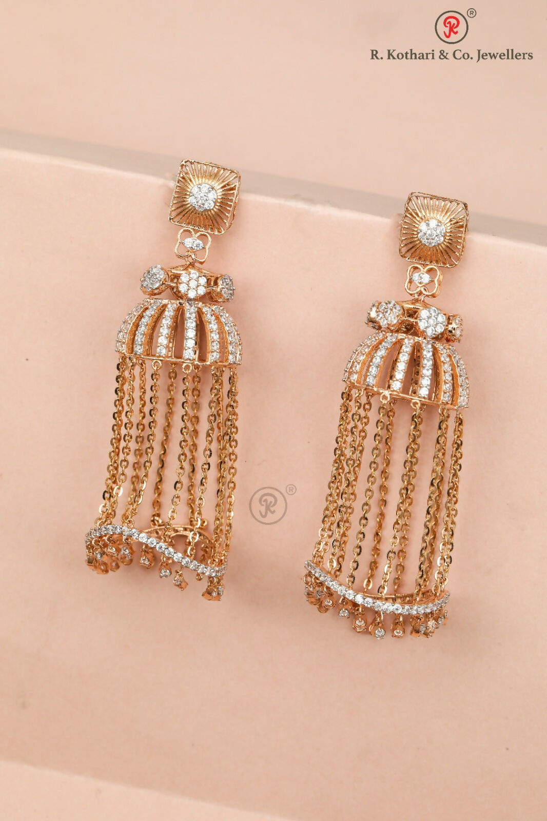 Rose Gold Earrings Sarafa Bazar India