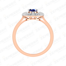 Lavish 14K Rose Gold Diamond Blue Oval Cut Ring For Her Sarafa Bazar India