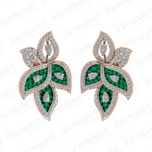 Elegant 14K Rose Gold Diamond Pendant Set With Green Stone Sarafa Bazar India