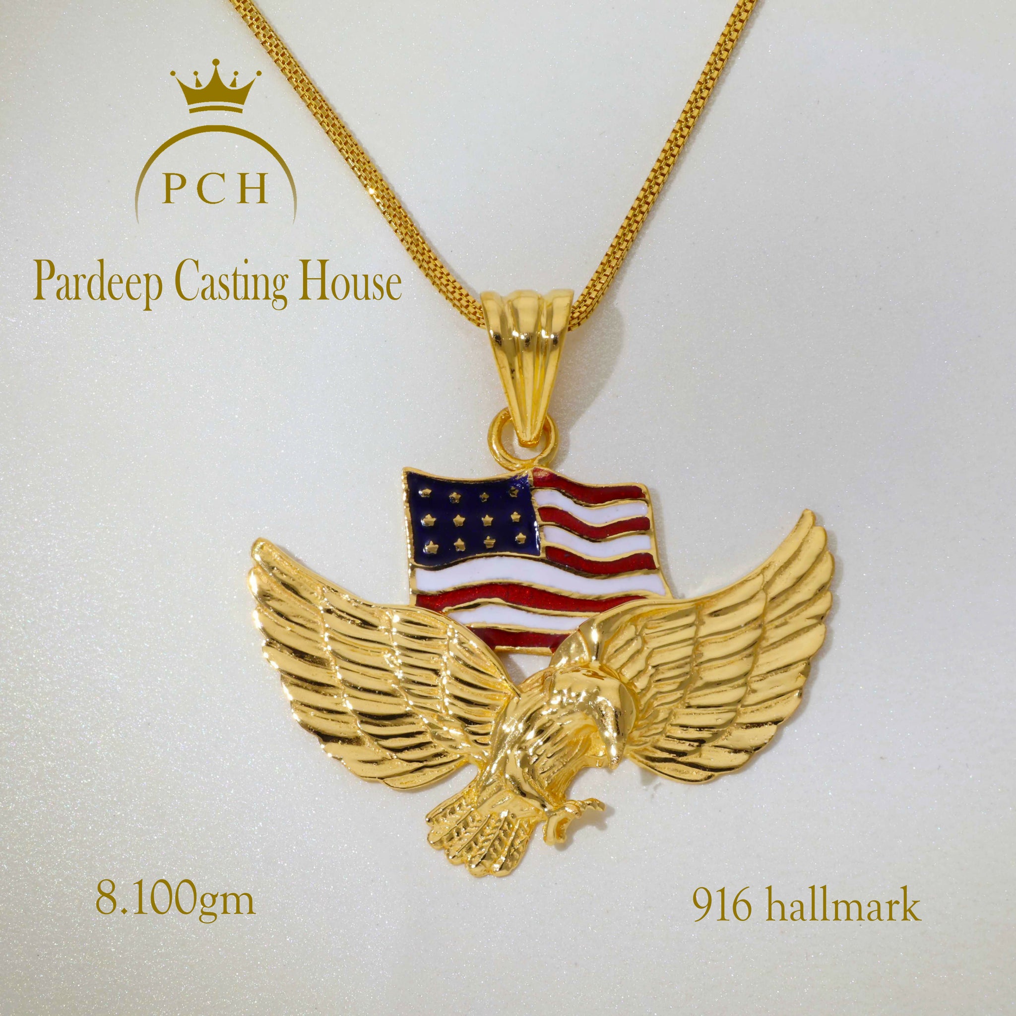 American Flag Eagle Cremation Urn Keepsake Ashes Memorial Pendent Sarafa Bazar India