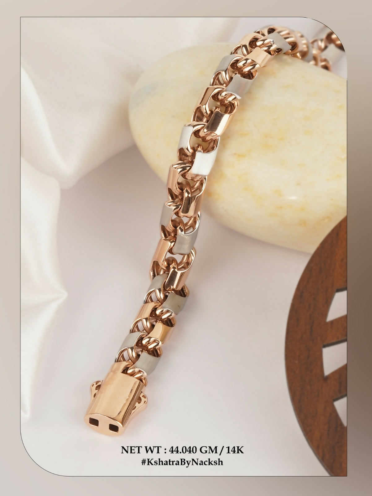 14kt Rose Gold Italian Gents Bracelet Sarafa Bazar India