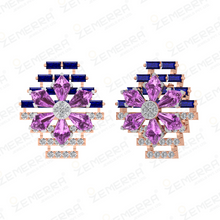 Stylish 14K Gold Diamond Floral geometric pendant Set Sarafa Bazar India