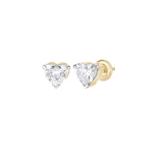 Heart Cut Lab Grown Diamond Stud Earrings Yellow Gold Sarafa Bazar India