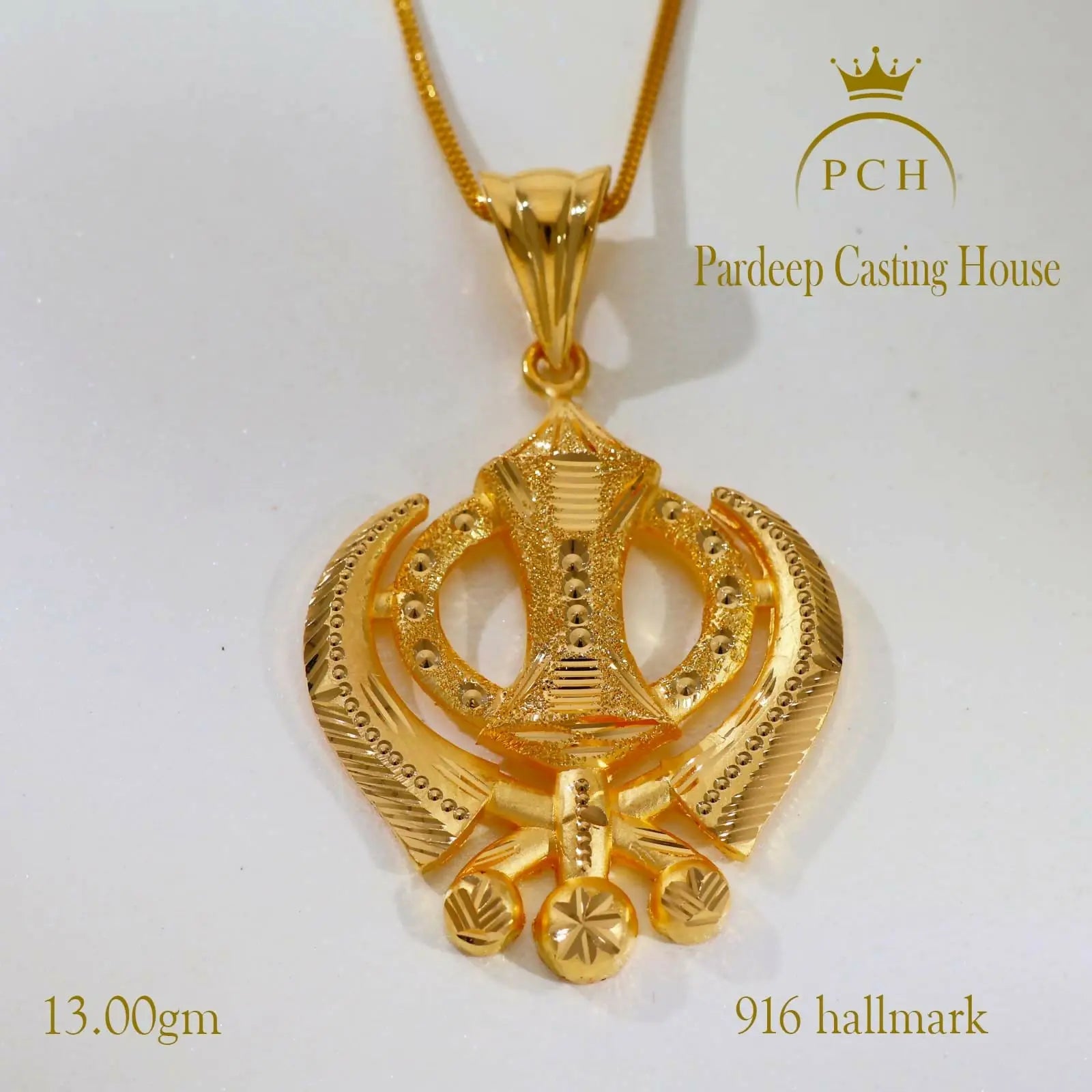 Intricate Laser-Engraved Khanda Sikh Pendant Sarafa Bazar India