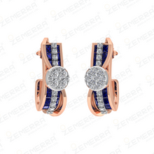 14K Gold Diamond Unique Hoops Earrings Sarafa Bazar India