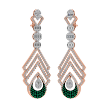 Unique Diamond Dangle Earrings with a 14KT Rose gold Sarafa Bazar India