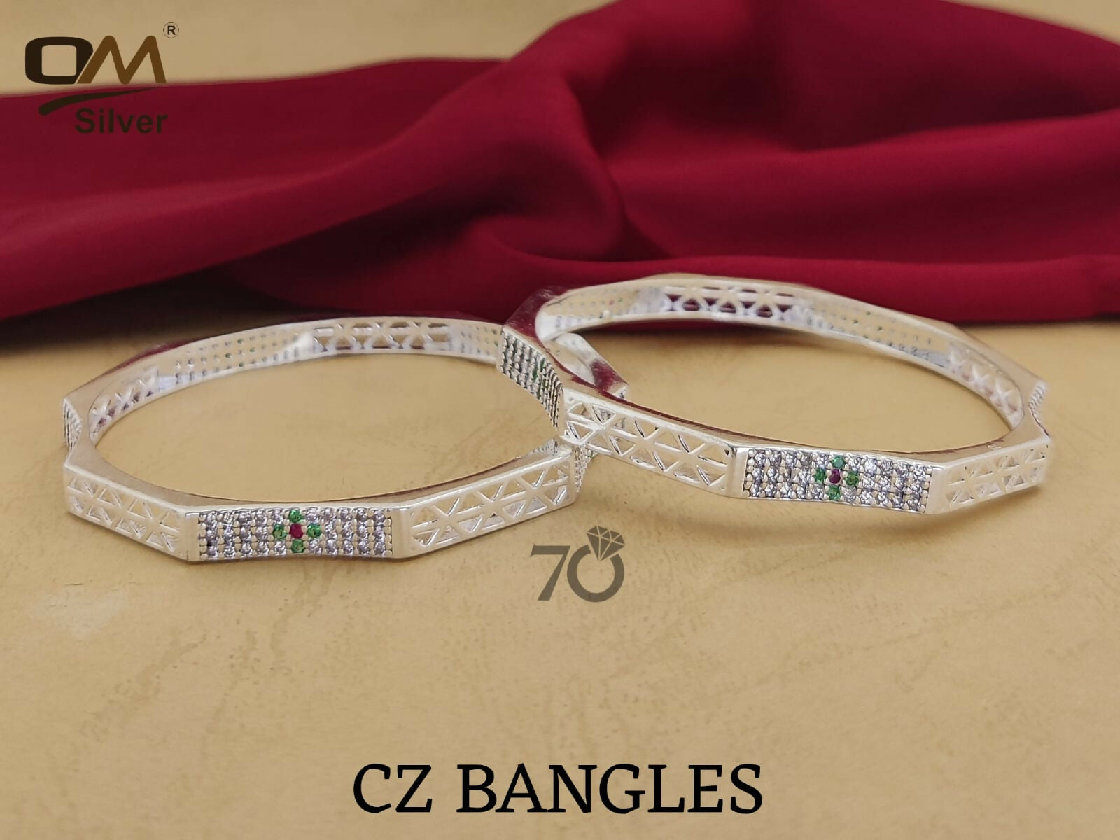 Silver CZ Bangles Sarafa Bazar India