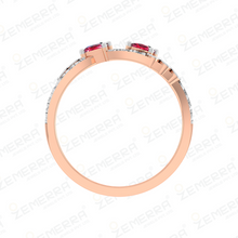 14K Rose Gold Diamonds Geometric Bypass Ring Sarafa Bazar India