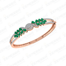 Elegant 14K Gold Diamond Bracelets With Green Pear Stone Sarafa Bazar India