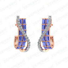 14K Gold Diamond Hoop Earrings With Gemstone Sarafa Bazar India