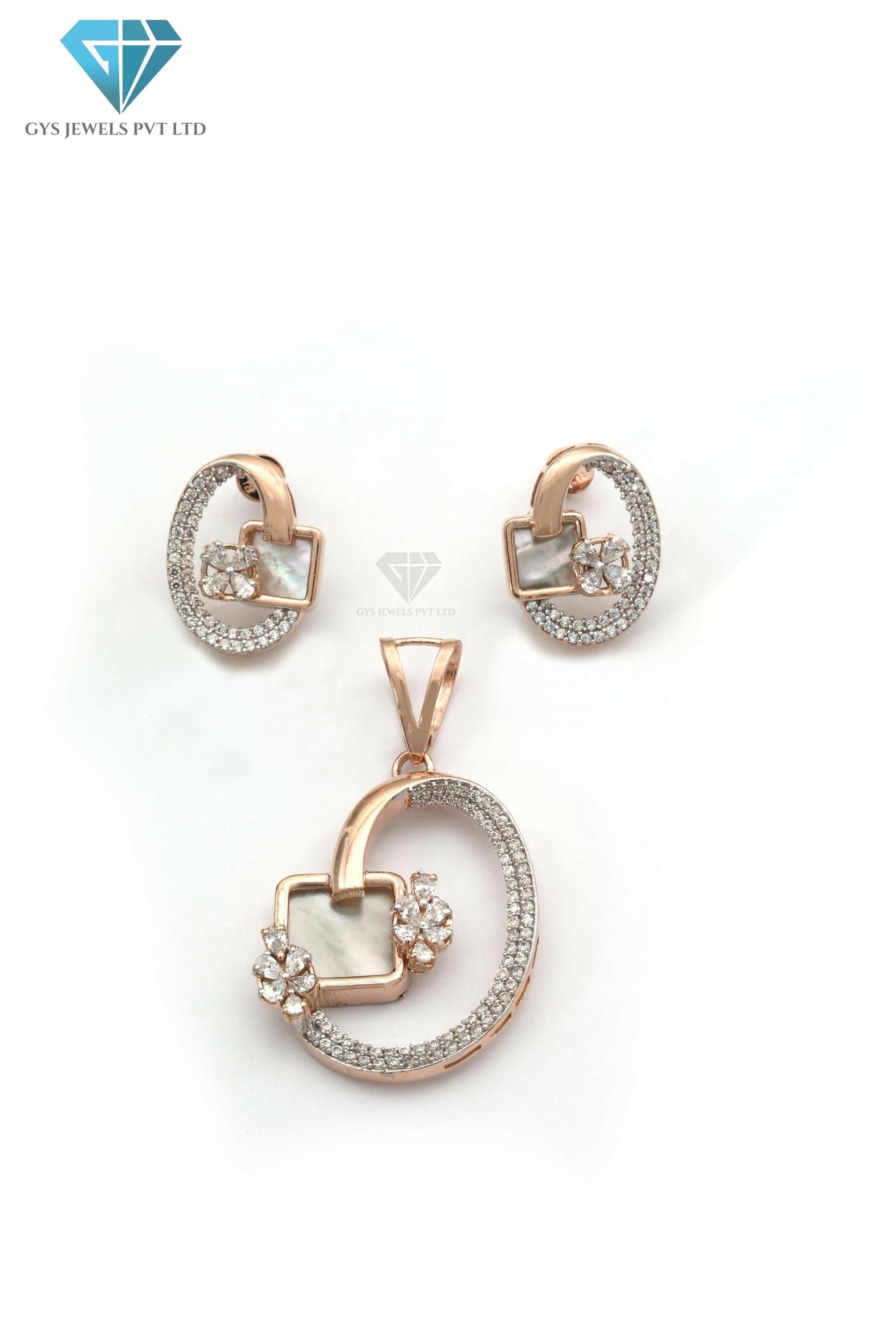 Rose Gold CZ Pendant Set