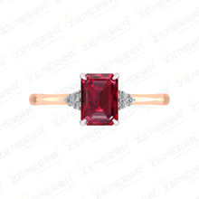 Stylish 14K Gold Ruby Emerald Stone Engagement Diamond Ring Sarafa Bazar India