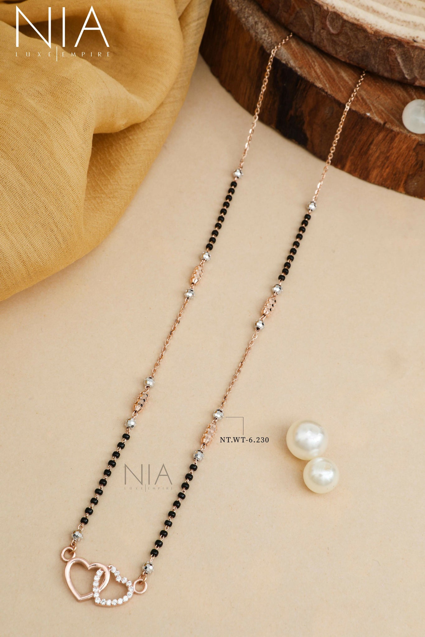 Rose Gold CZ Mangalsutra Sarafa Bazar India