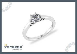 Round Cut Solitaire Diamond Ring In 14K White Gold Sarafa Bazar India