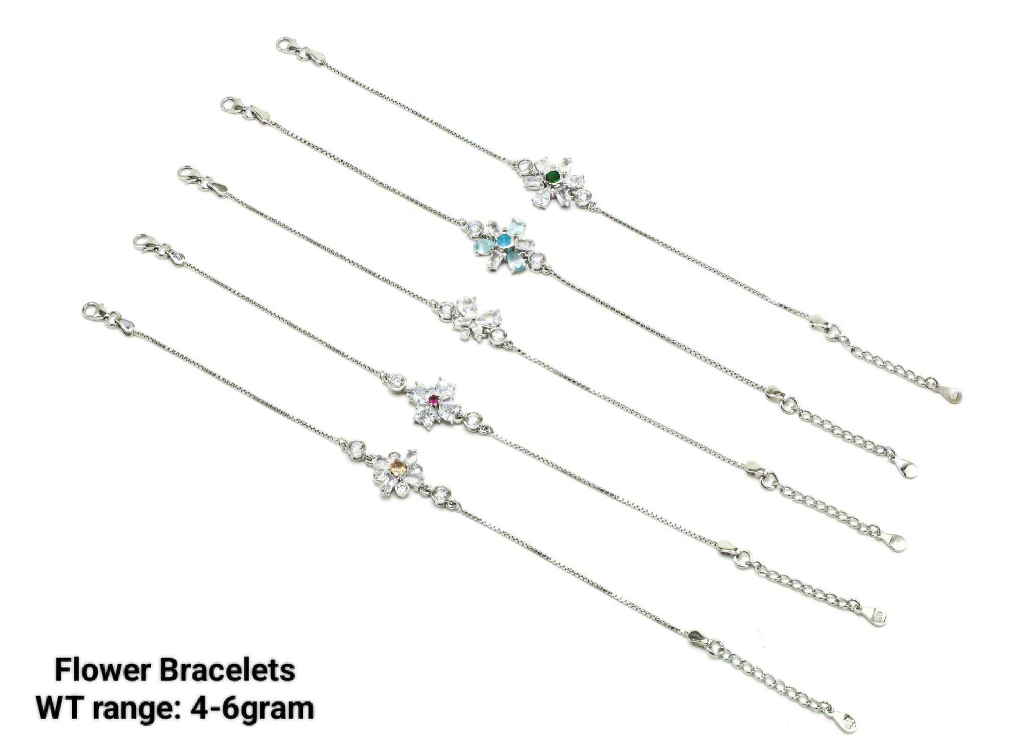 925 Silver Flower Bracelets Sarafa Bazar India