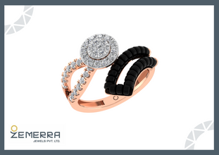Modern Style 14K Rose Gold Diamond Rings For Her Sarafa Bazar India