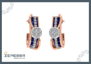 14K Gold Diamond Unique Hoops Earrings Sarafa Bazar India