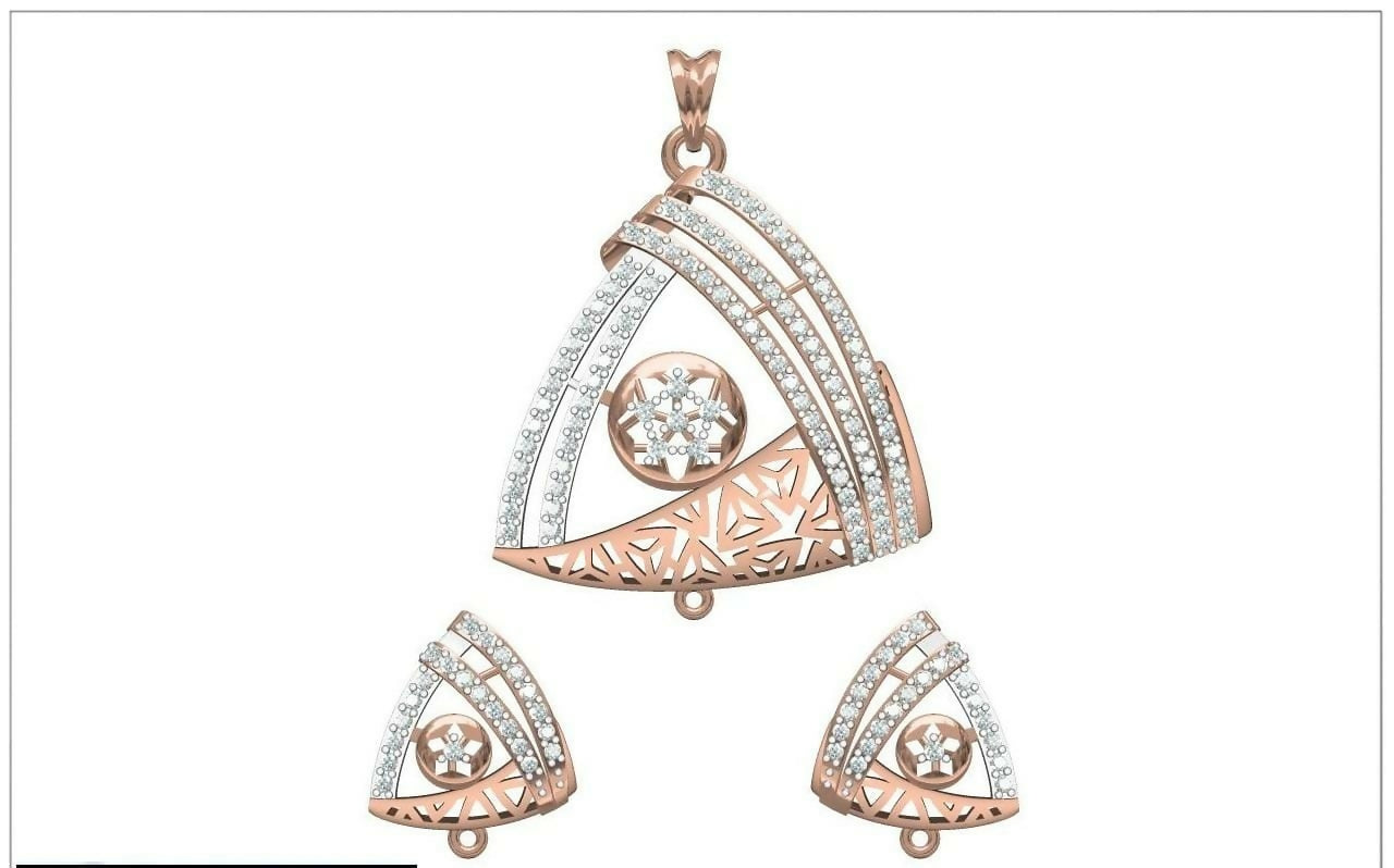 Rose Gold Pendant Set Sarafa Bazar India