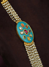 KC Pearl Necklace With Turquoise Sidepiece Sarafa Bazar India