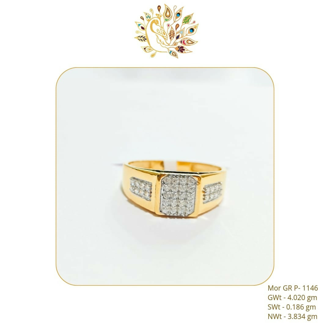 22kt Mor CZ Stoneless Gents Ring Sarafa Bazar India