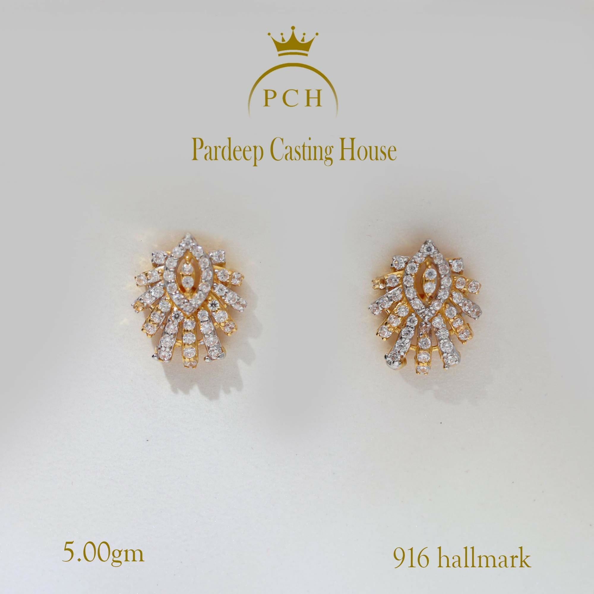 Graceful Gold Floral Stud Earrings Sarafa Bazar India