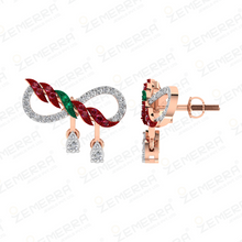 Fancy 14K Gold Diamond Infinity Shape Colorstone Pendant Set Sarafa Bazar India