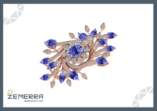 Dazzling Diamond Floral Ring With Amethyst Stone in 14K Gold Sarafa Bazar India