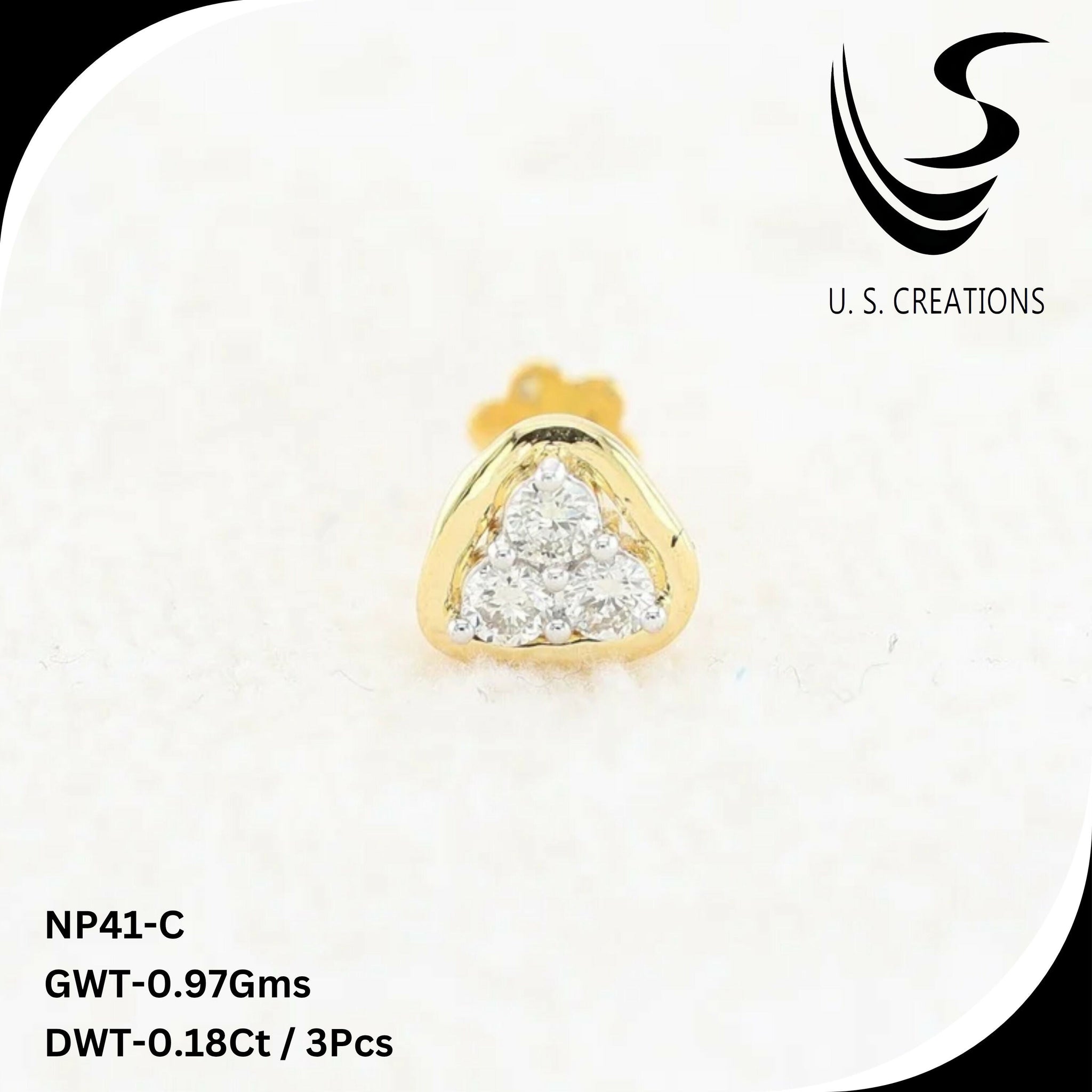 Delicate Gold & Diamond Nose Pin -NP-41-C Sarafa Bazar India