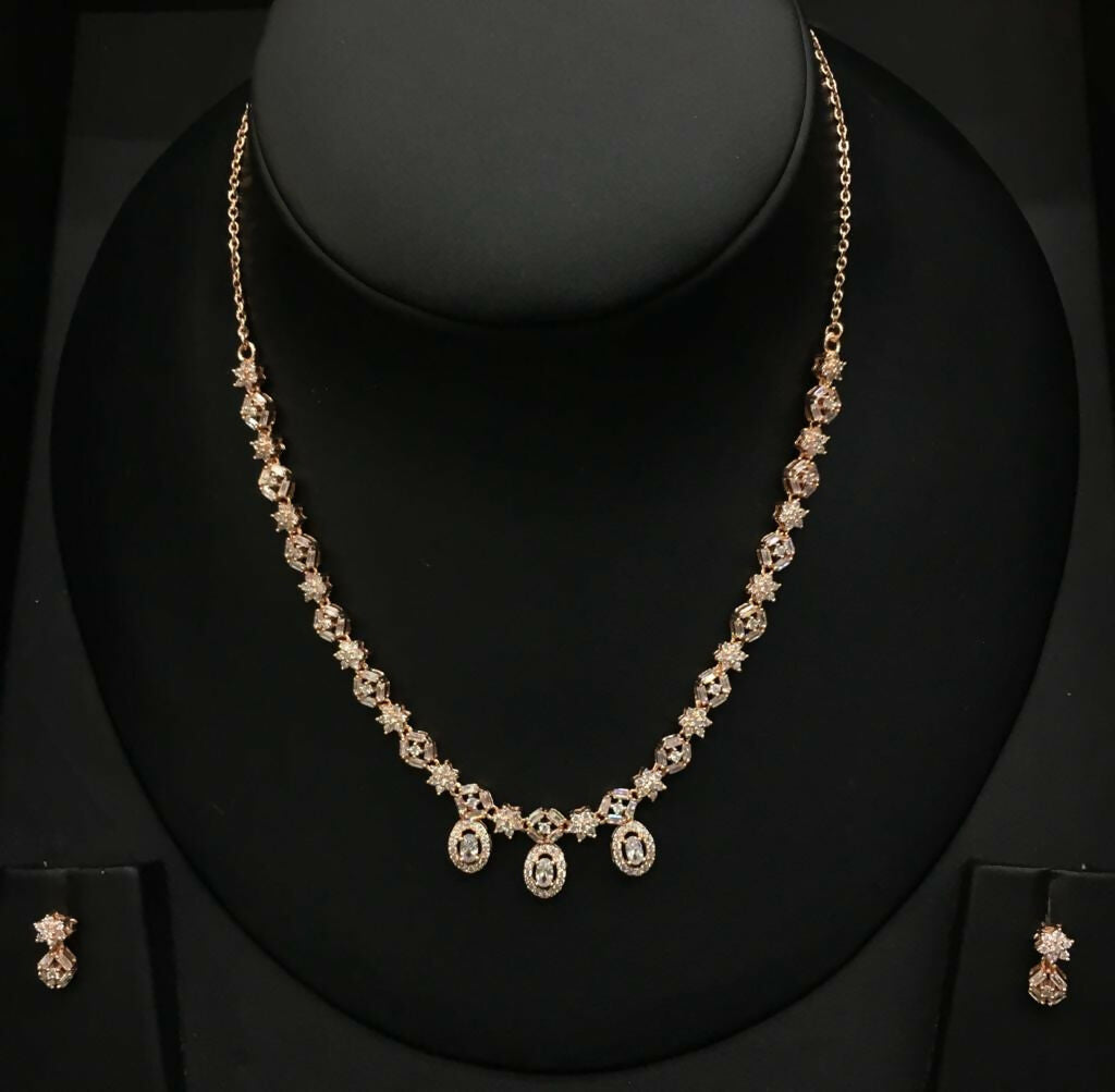 925 Silver Rose Gold Necklace Sarafa Bazar India