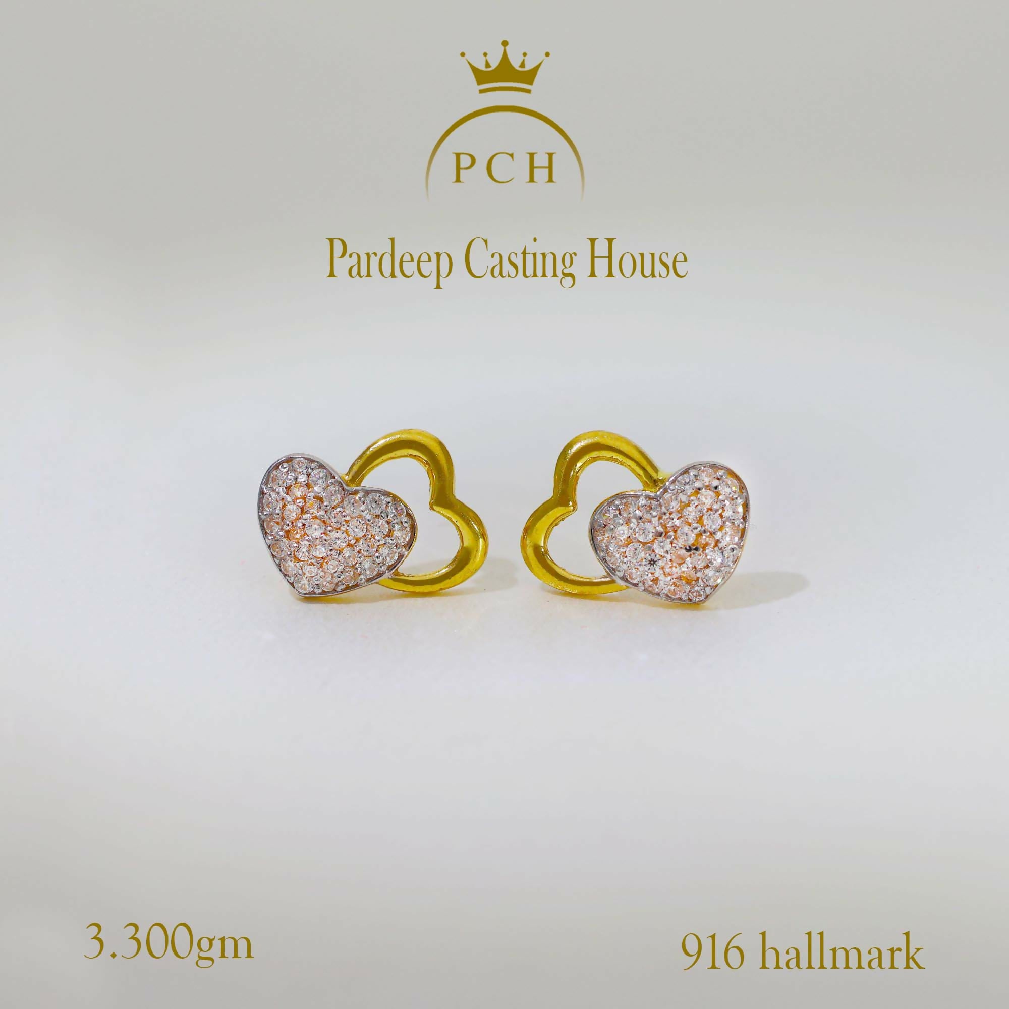 Graceful Heart Stone Stud Earrings Sarafa Bazar India