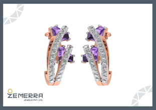 Excellent 14KT Rose Gold Diamond J Shaped Bali